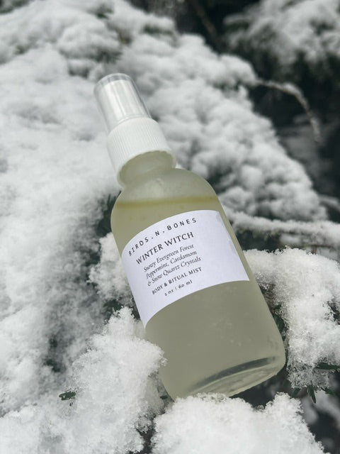 Snow Quartz Crystal-Infused Winter Witch Body, Linen, and Room Spray